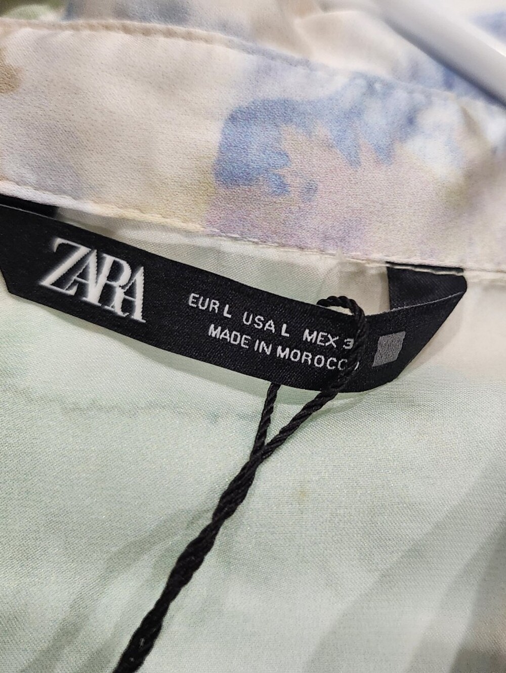 ZARA Satin Effect Tie Dye Long Sleeve Blouse Oversized Watercolor Print Size Lrg - Picture 4 of 7